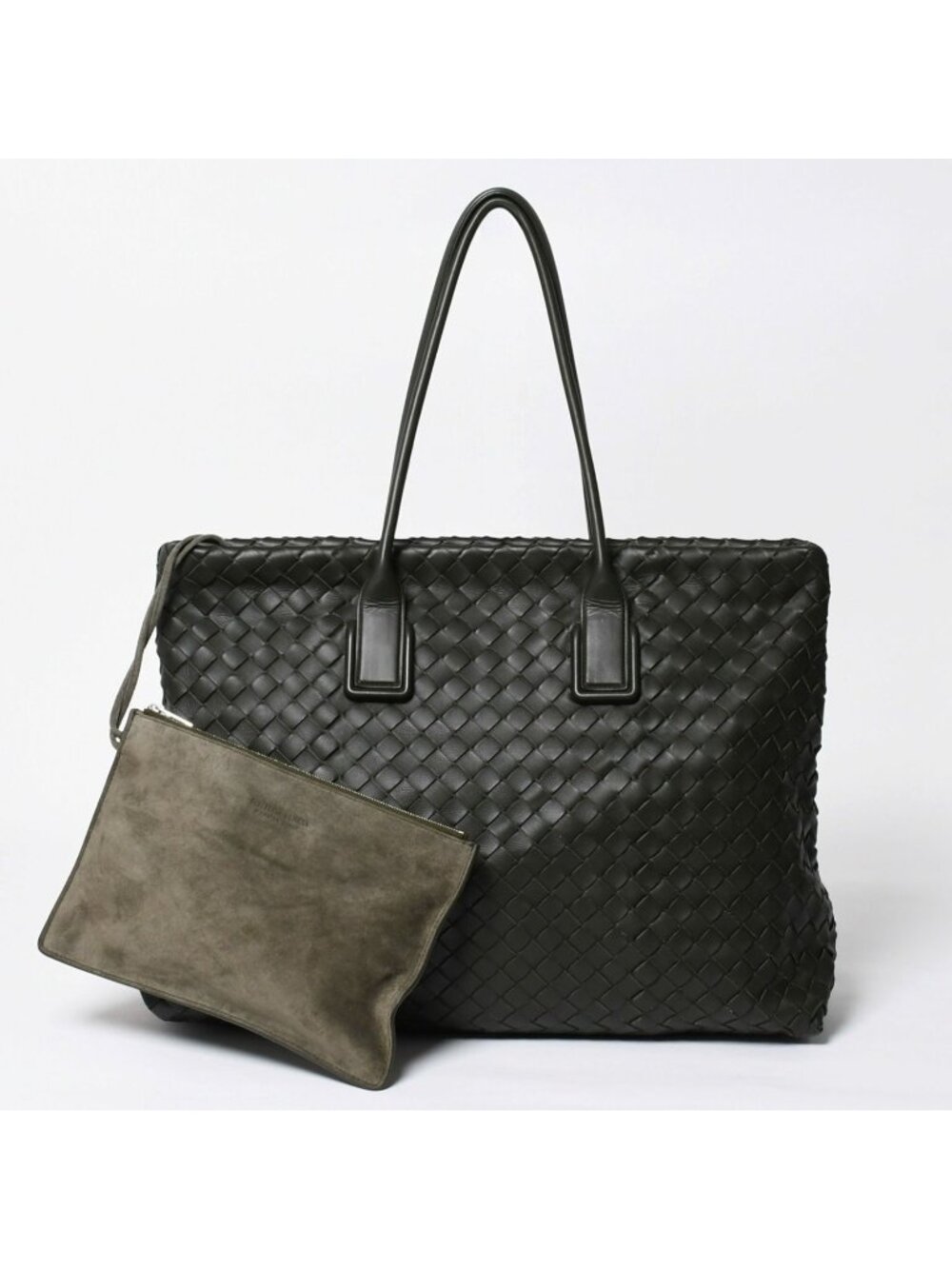 Bottega Veneta Maxi Intrecciato Handbag Khaki Dark Green